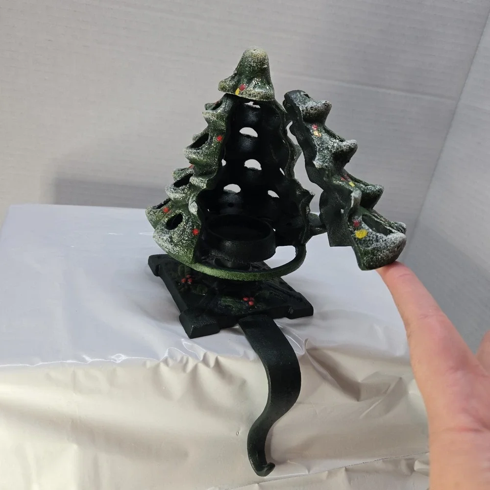 Vintage‎ cast iron indoor outdoor christmas tree candle holder 10